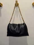 Topshop Black Ruched Chain Shoulder Bag