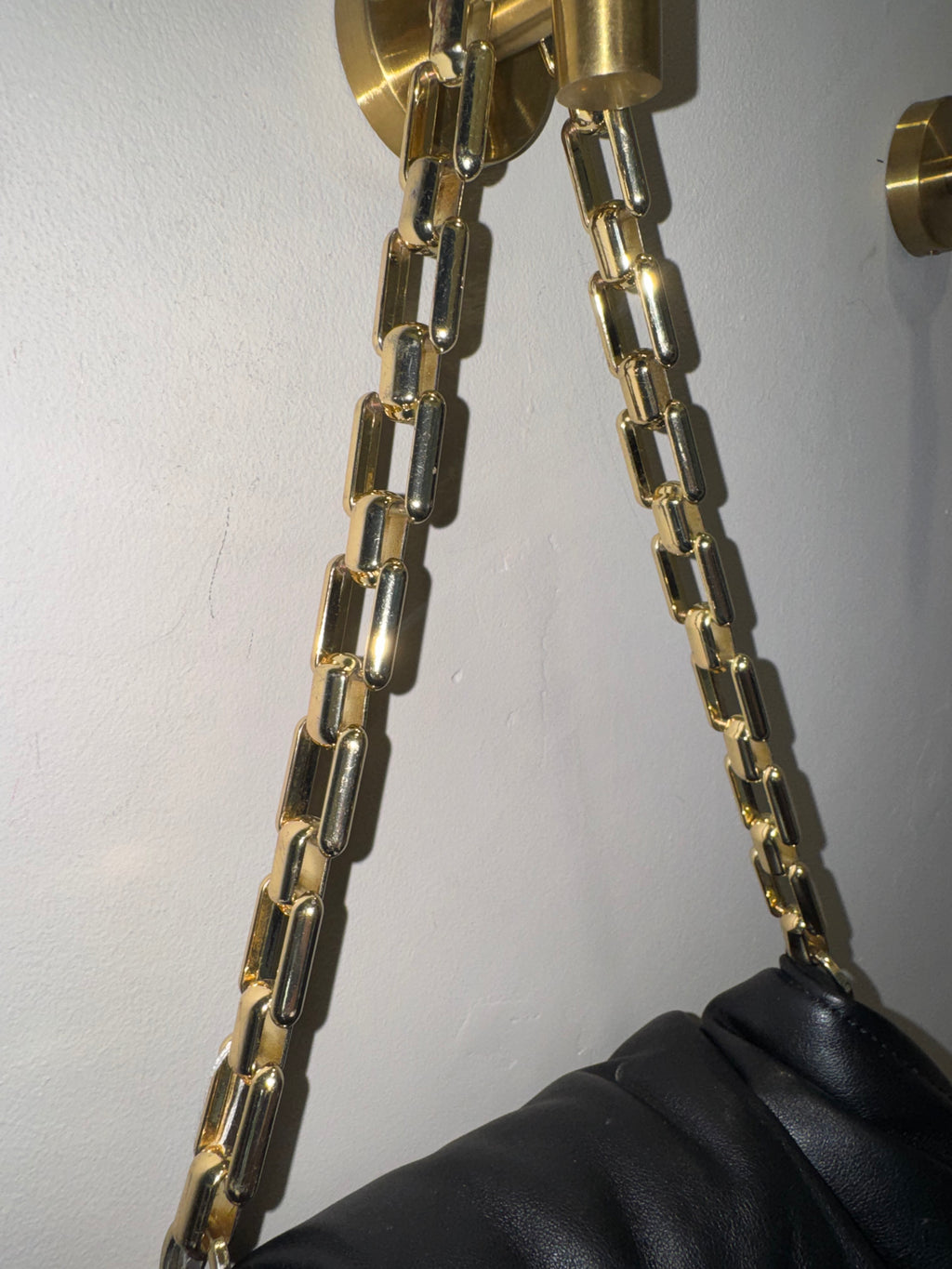 Topshop Black Ruched Chain Shoulder Bag