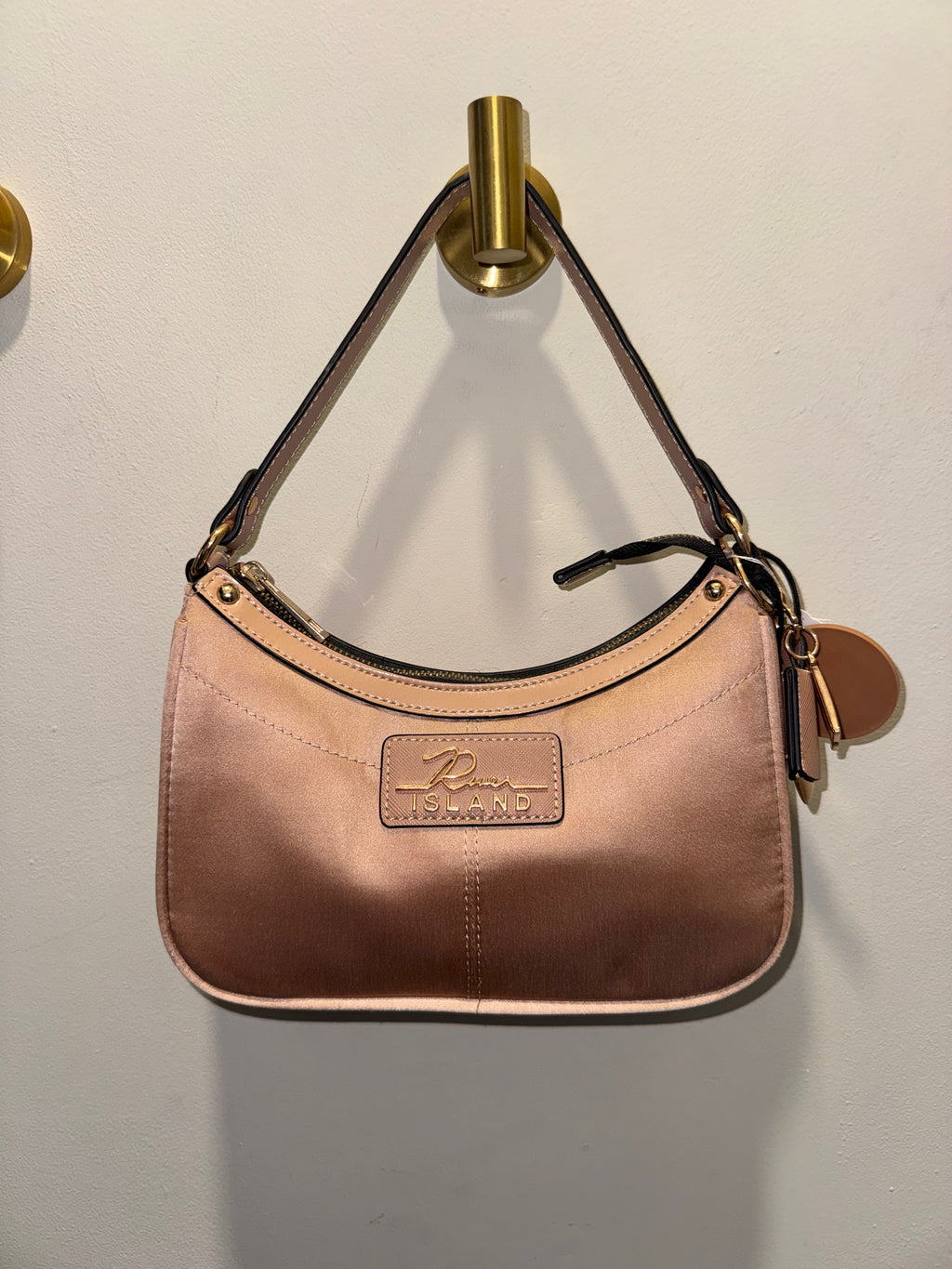 River Island Pink Satin Logo Shoulder Bag – New