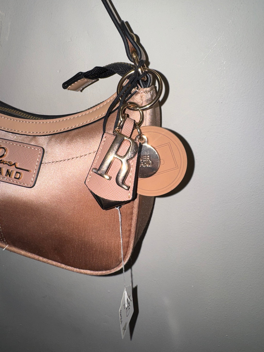 River Island Pink Satin Logo Shoulder Bag – New