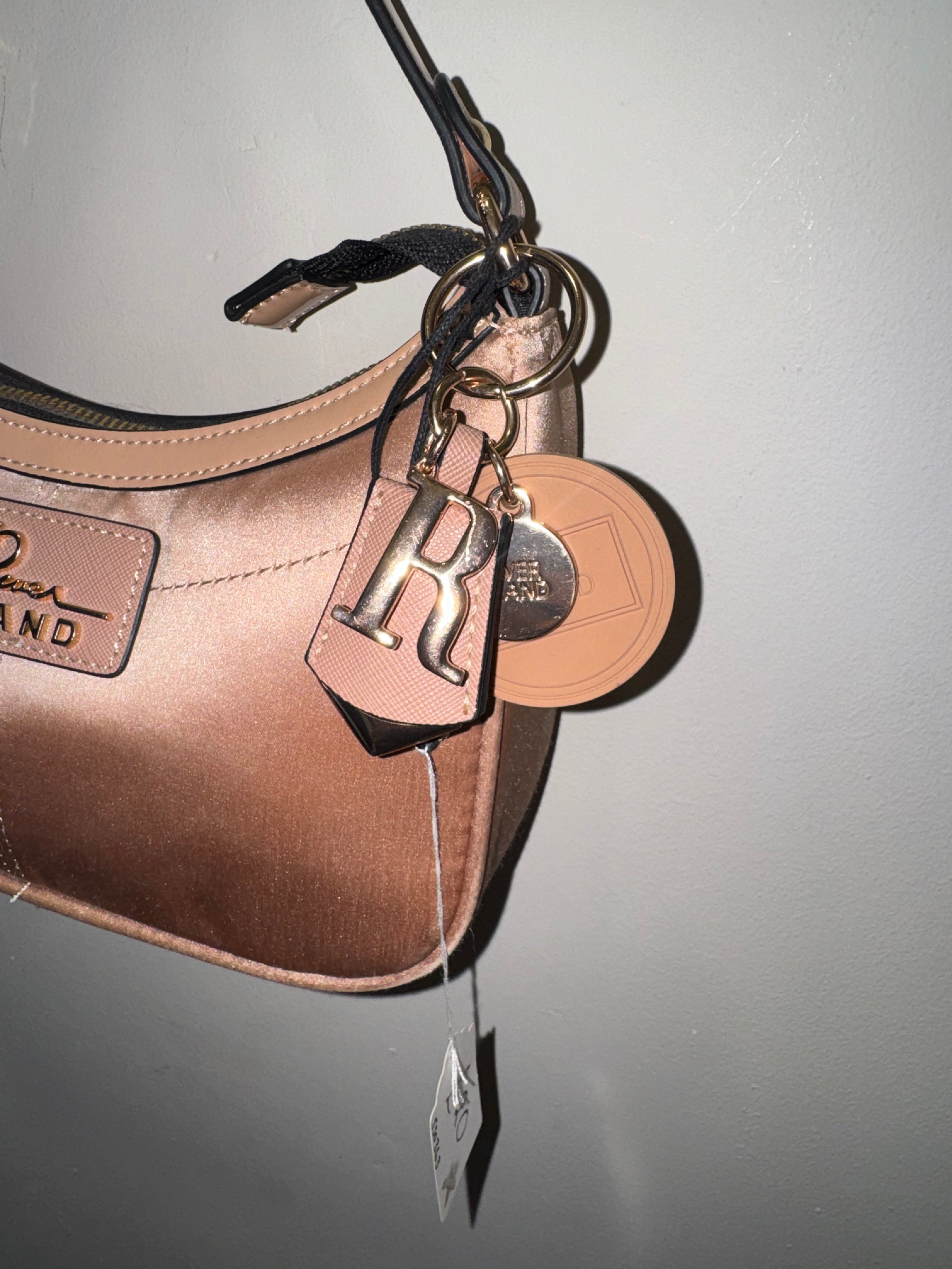 River Island Pink Satin Logo Shoulder Bag – New