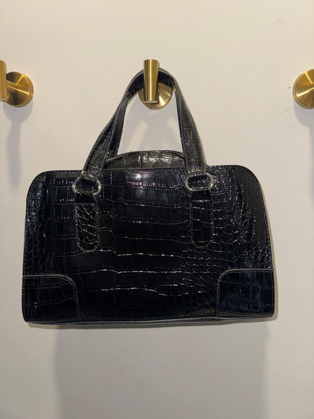 Jasper Conran Black Croc-Effect Handbag – New