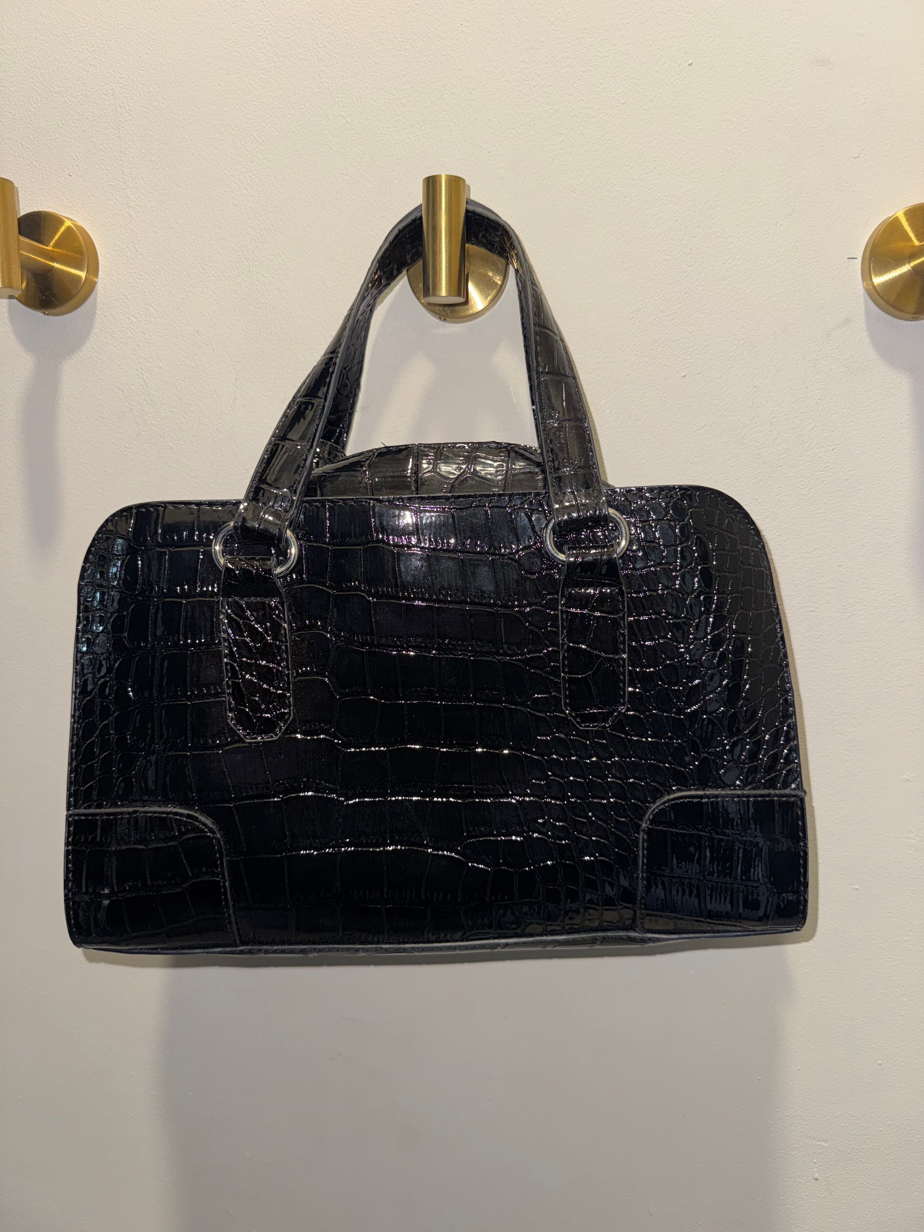 Jasper Conran Black Croc-Effect Handbag – New