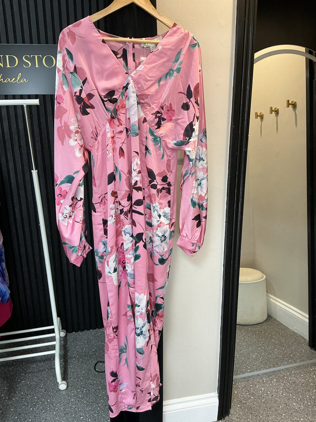 Liquorish Pink Floral Long Sleeve Maxi Dress – Size 12 New