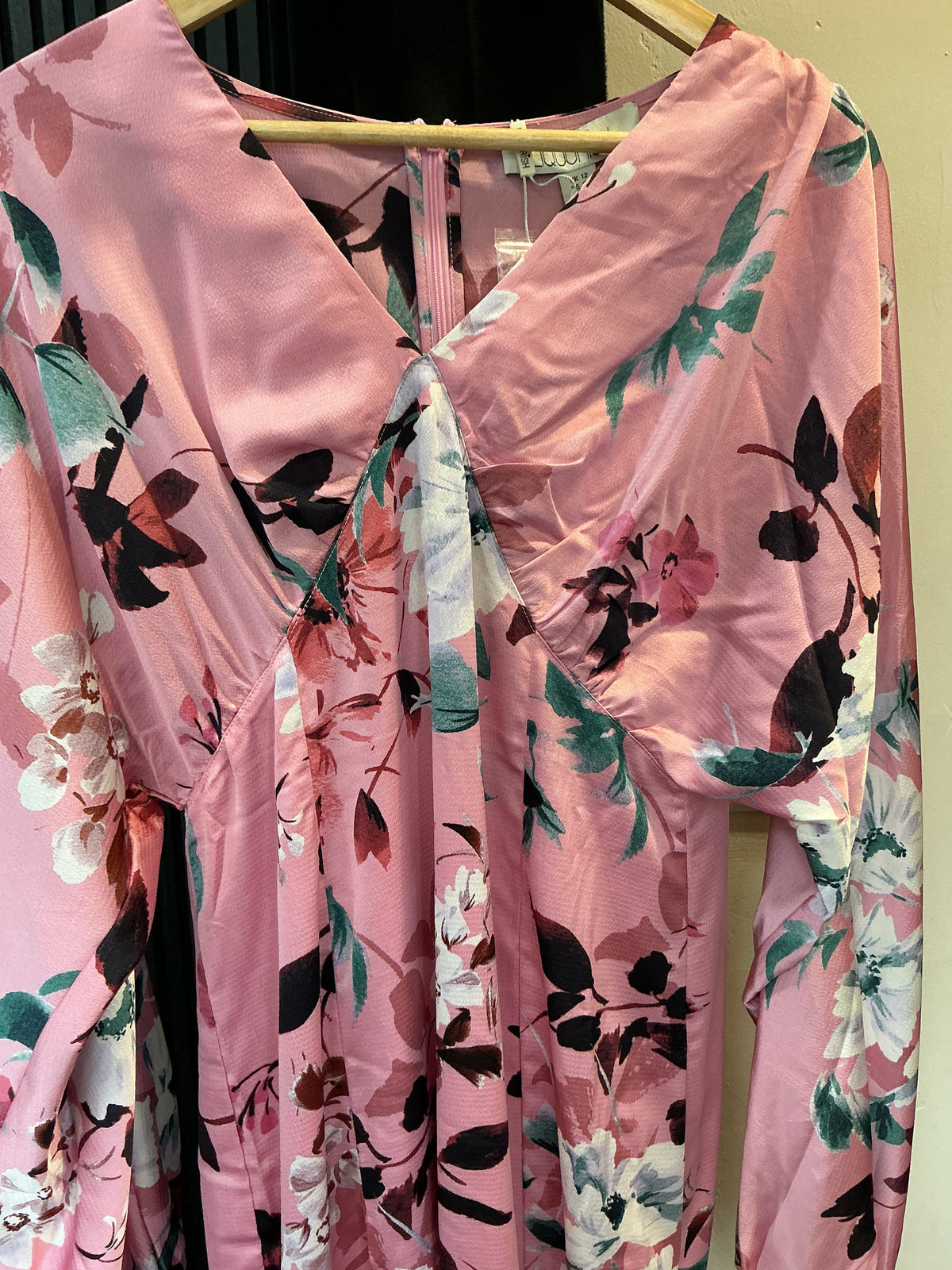 Liquorish Pink Floral Long Sleeve Maxi Dress – Size 12 New