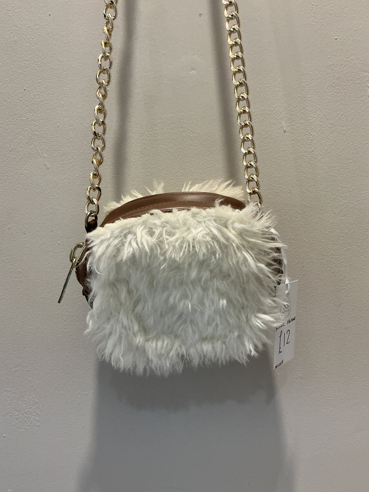 River Island Cream Faux Fur Chain Crossbody Bag