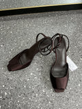 M&S Chocolate Brown Satin Strappy Heels – Size 7 New
