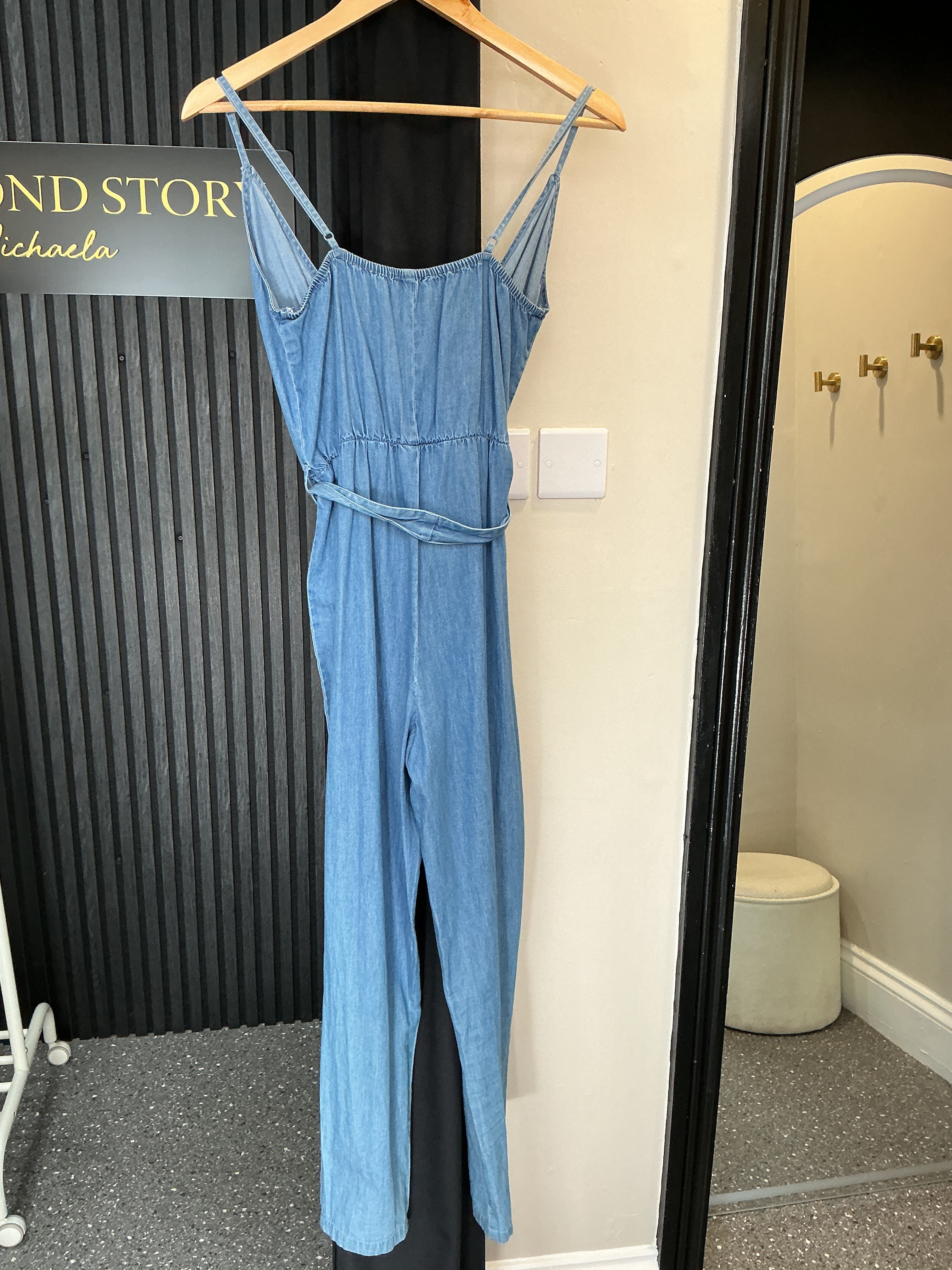 Lipsy Blue Chambray Wrap Jumpsuit – Size 8