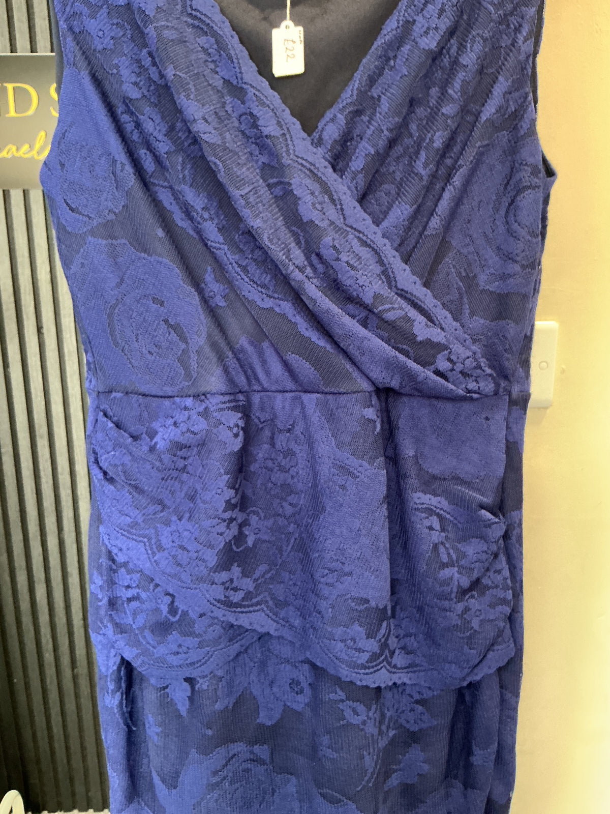 Phase Eight Navy Blue Lace Wrap Midi Dress – Size 16