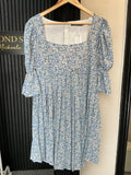 Missguided Blue Floral Puff Sleeve Mini Dress – Size 12
