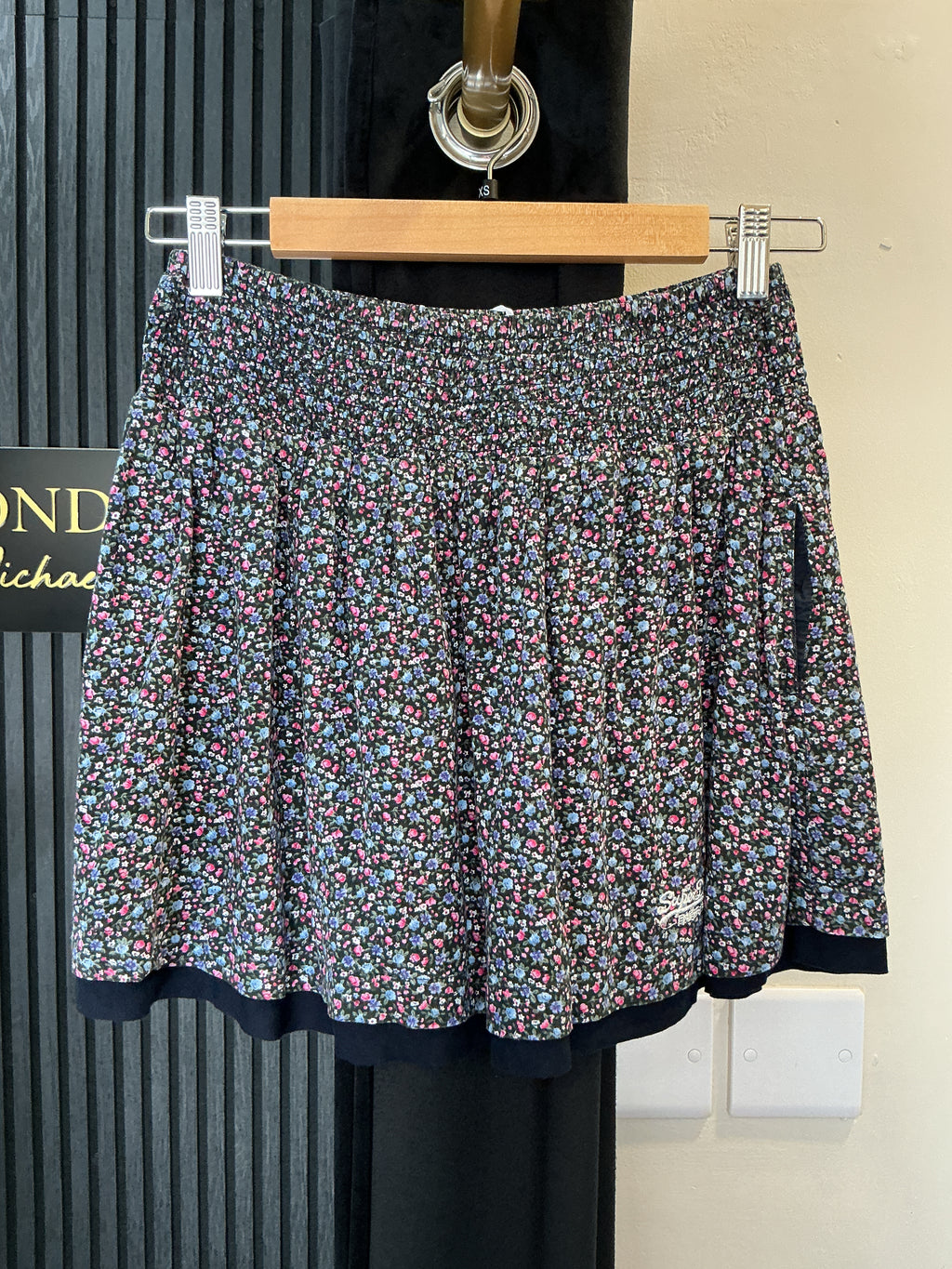 Superdry Navy Ditsy Floral Skater Skirt – Size XS
