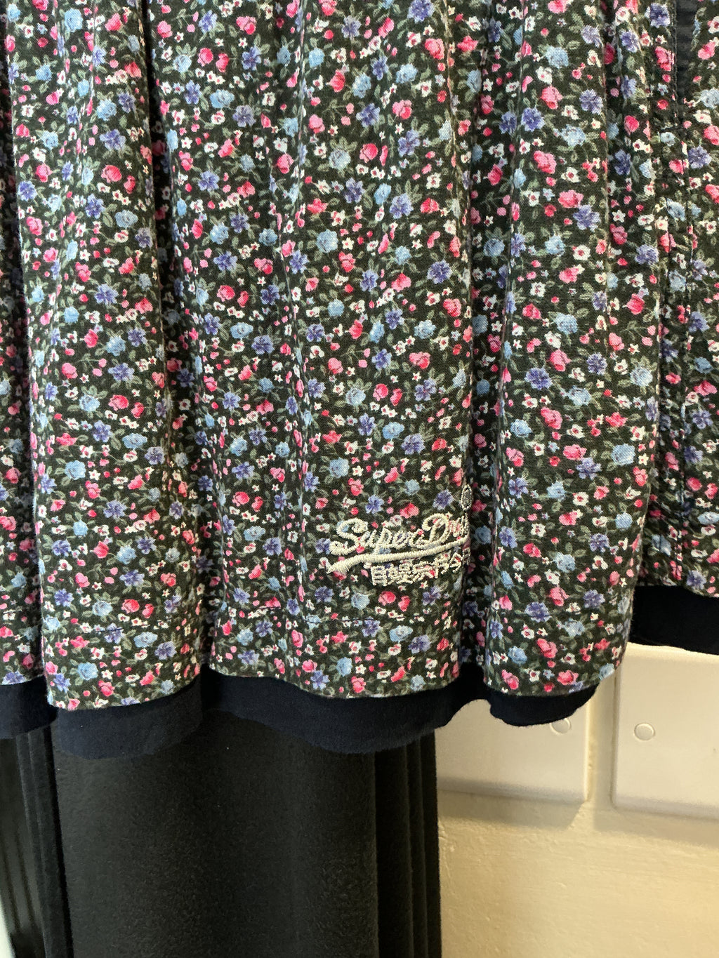 Superdry Navy Ditsy Floral Skater Skirt – Size XS