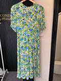M&S Blue & Green Floral Midi Dress – Size 14