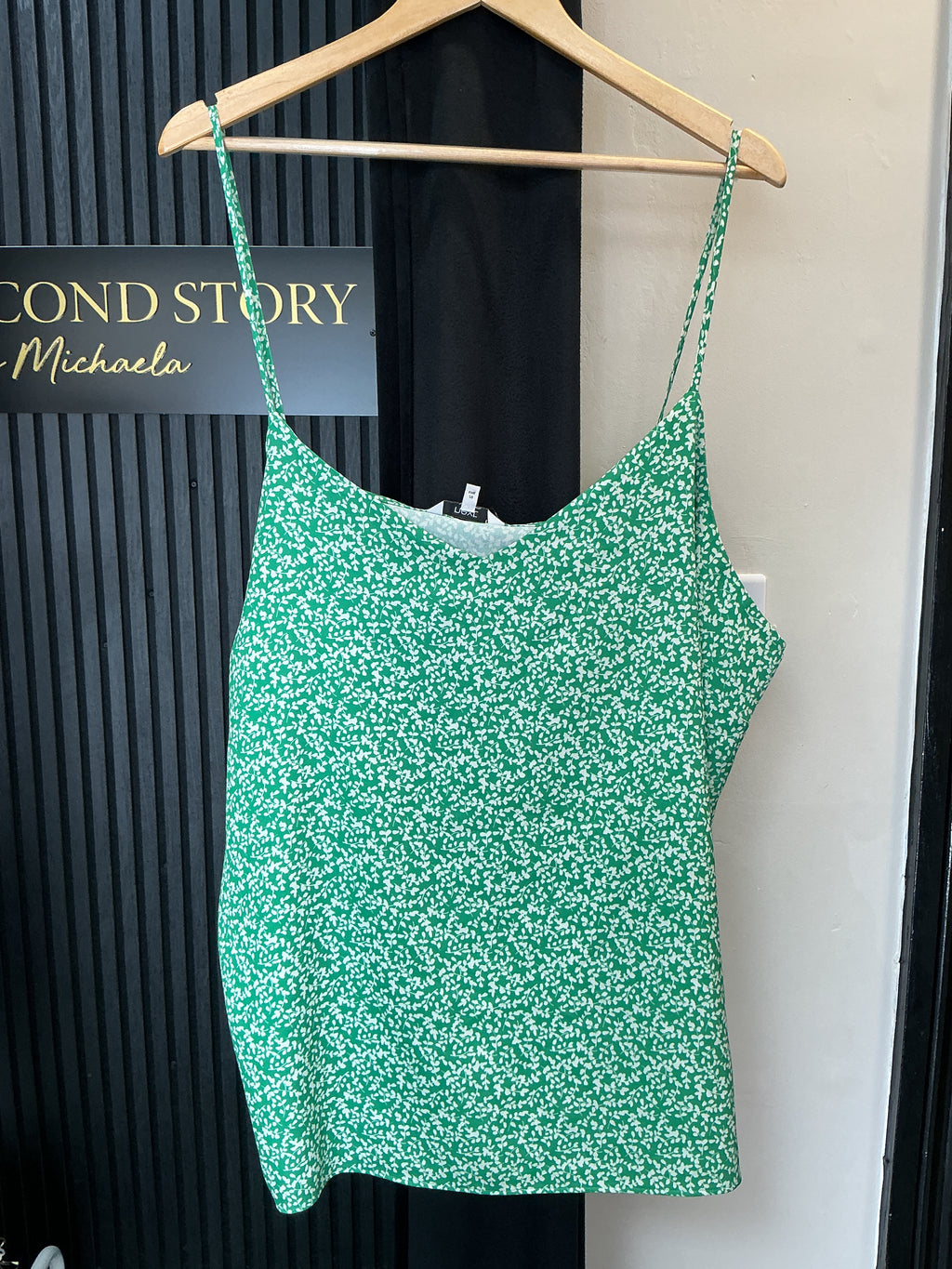 Next Green Ditsy Print Cami Top – Size 22