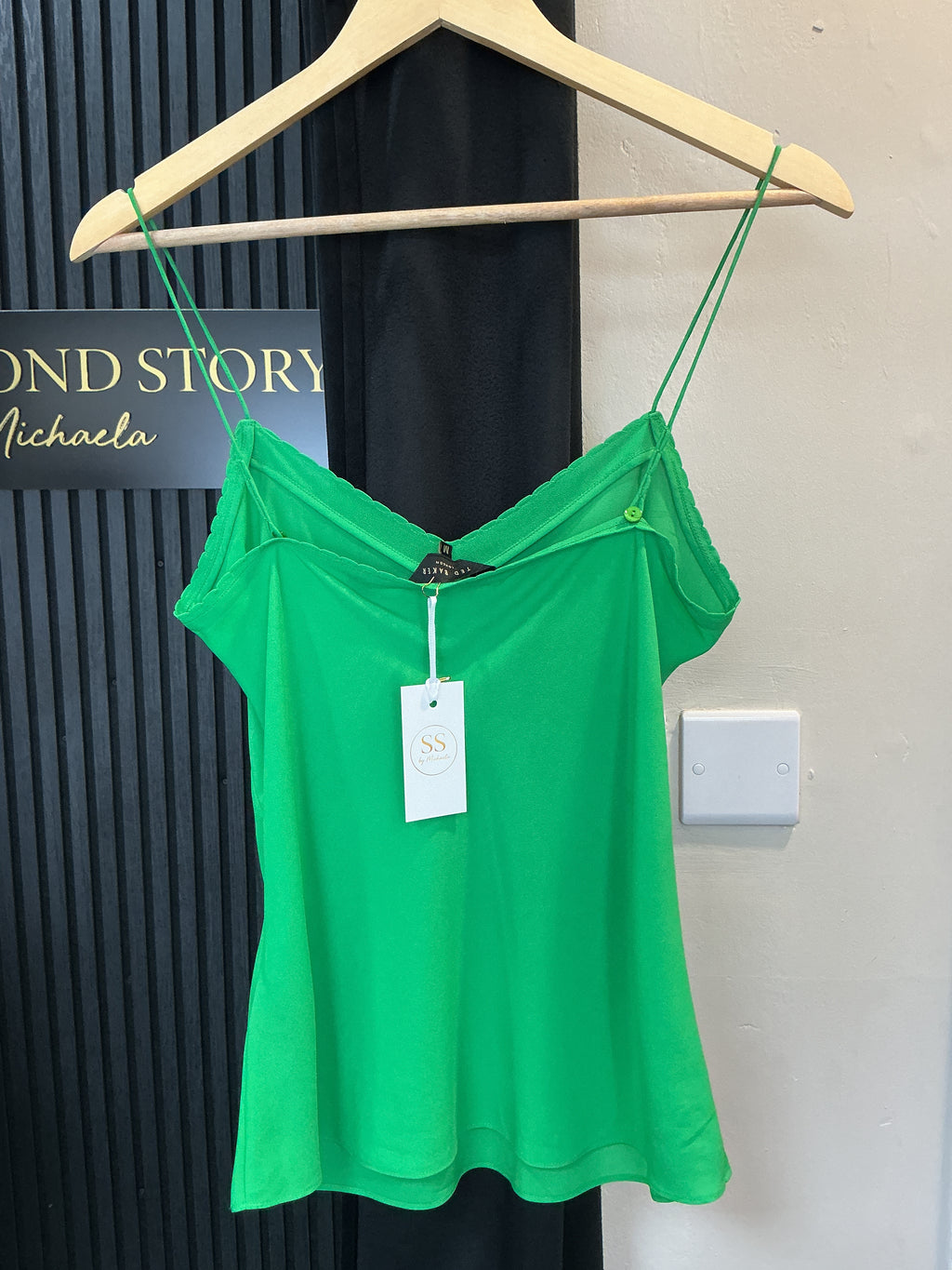 Ted Baker Green Adjustable-Strap Cami Top – Size M