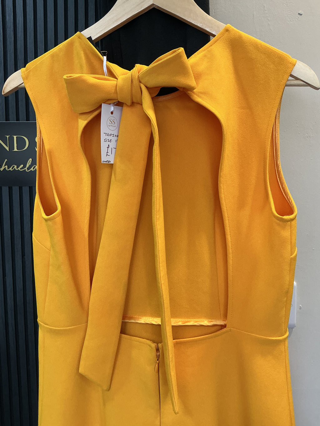 Topshop Mustard Yellow Open-Back Midi Dress – Size 12