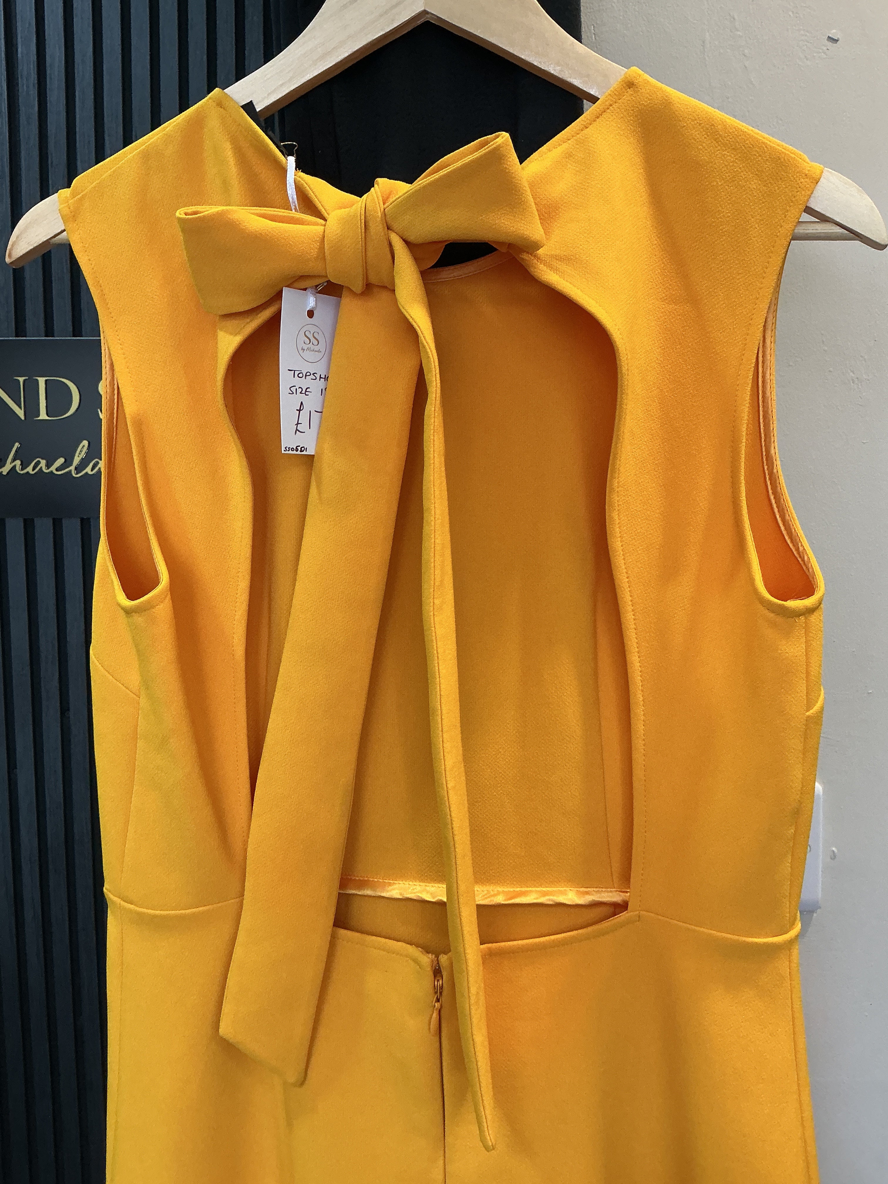 Topshop Mustard Yellow Open-Back Midi Dress – Size 12