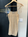 Topshop Beige Shirred Tie-Strap Mini Dress – Size S
