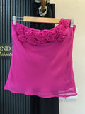 Et Vous Pink Floral Appliqué One-Shoulder Top – Size 10 New