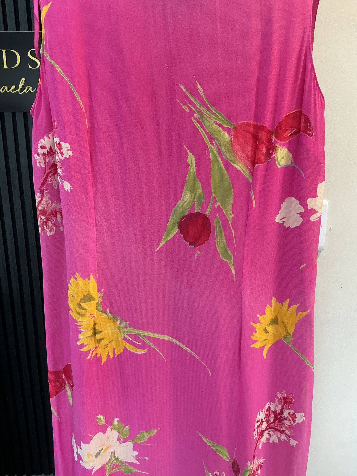 Vintage C&A Pink Floral Shift Midi Dress – Size 12
