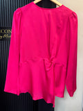 M&Co Hot Pink Twist Front Peplum Top – Size 14 New