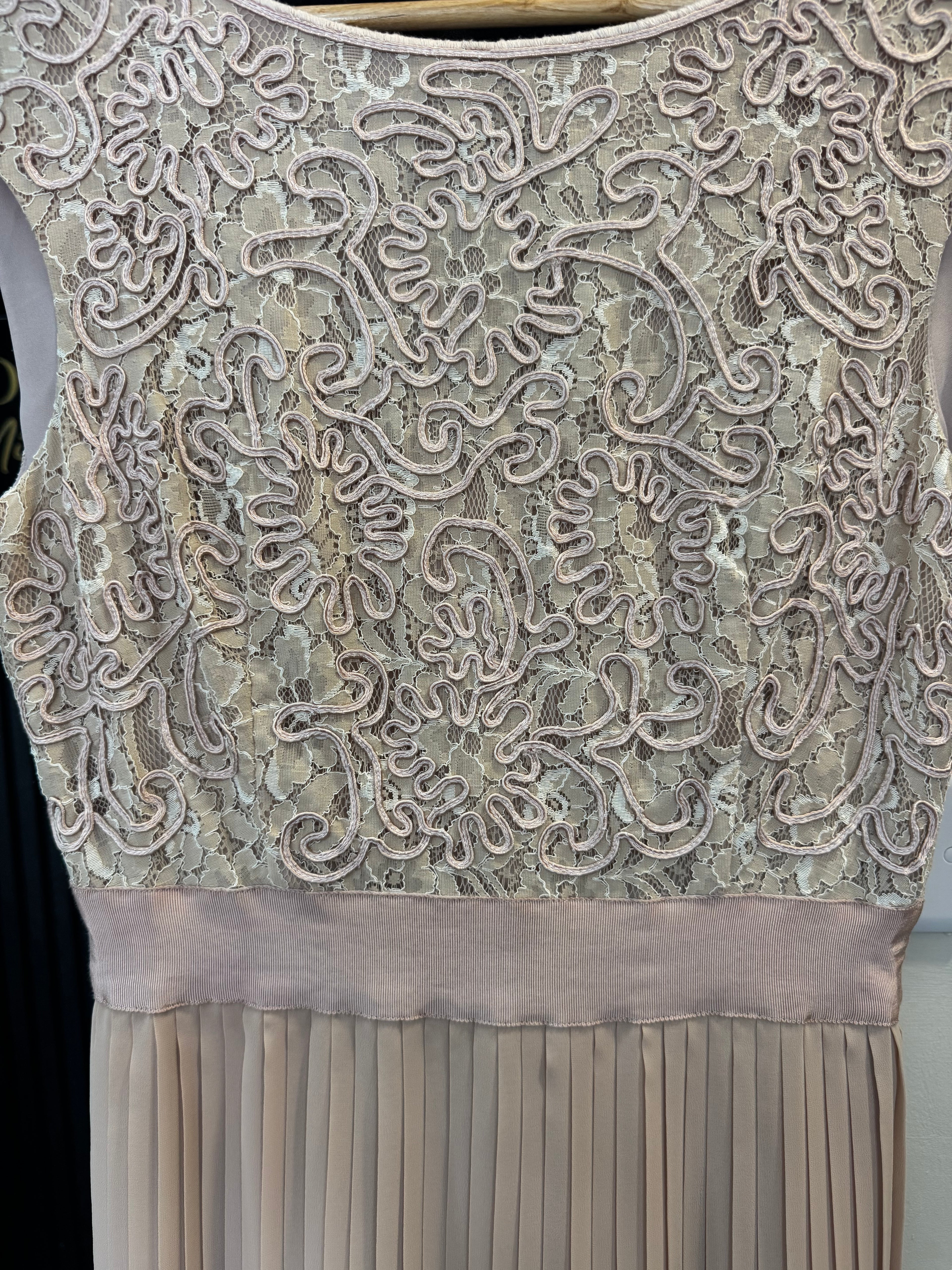 Ted Baker Blush Pink Lace & Pleated Midi Dress – Size 3 (UK 8–10)
