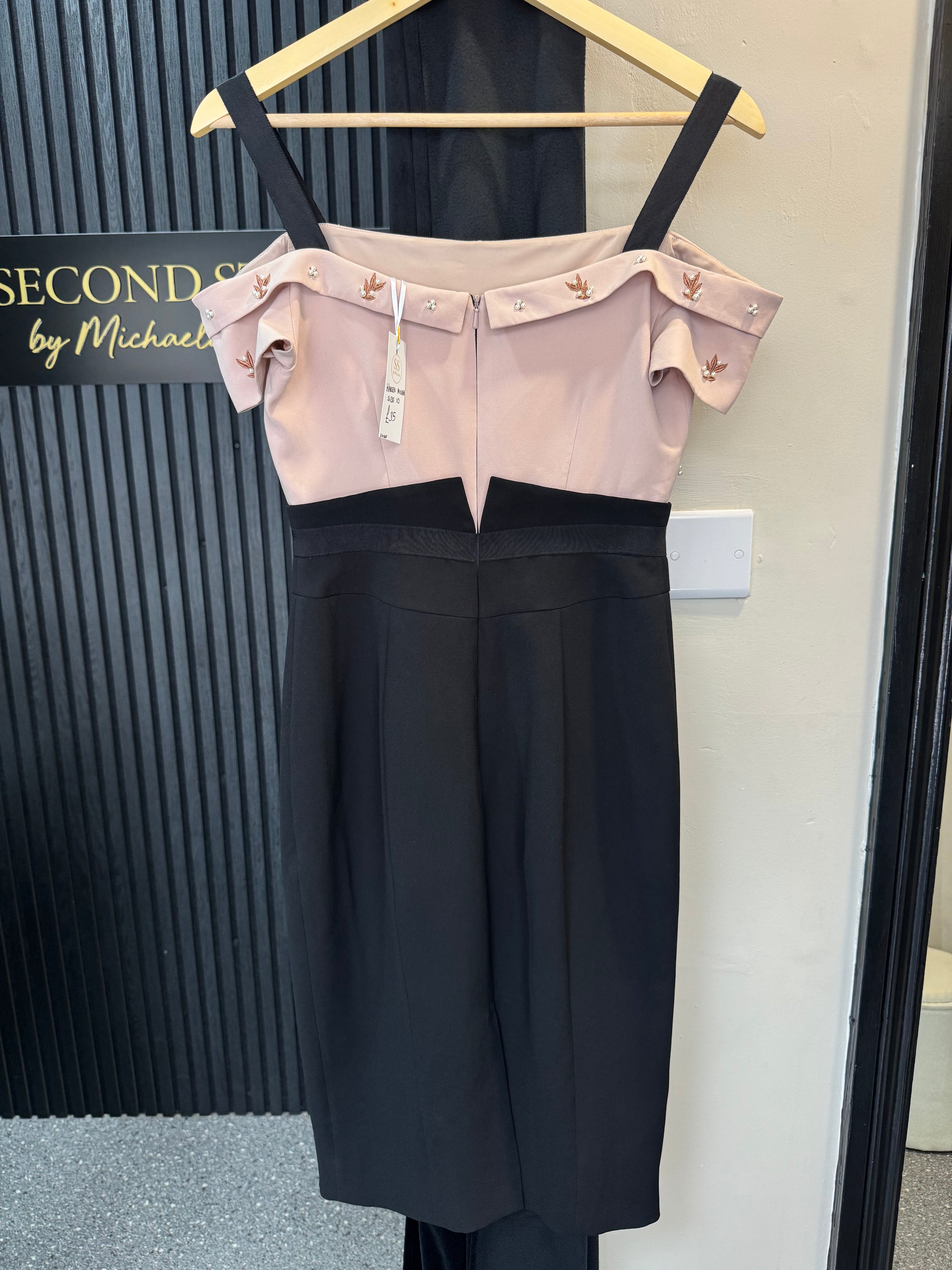 Karen Millen Blush Embellished Pencil Dress – Size 8-10