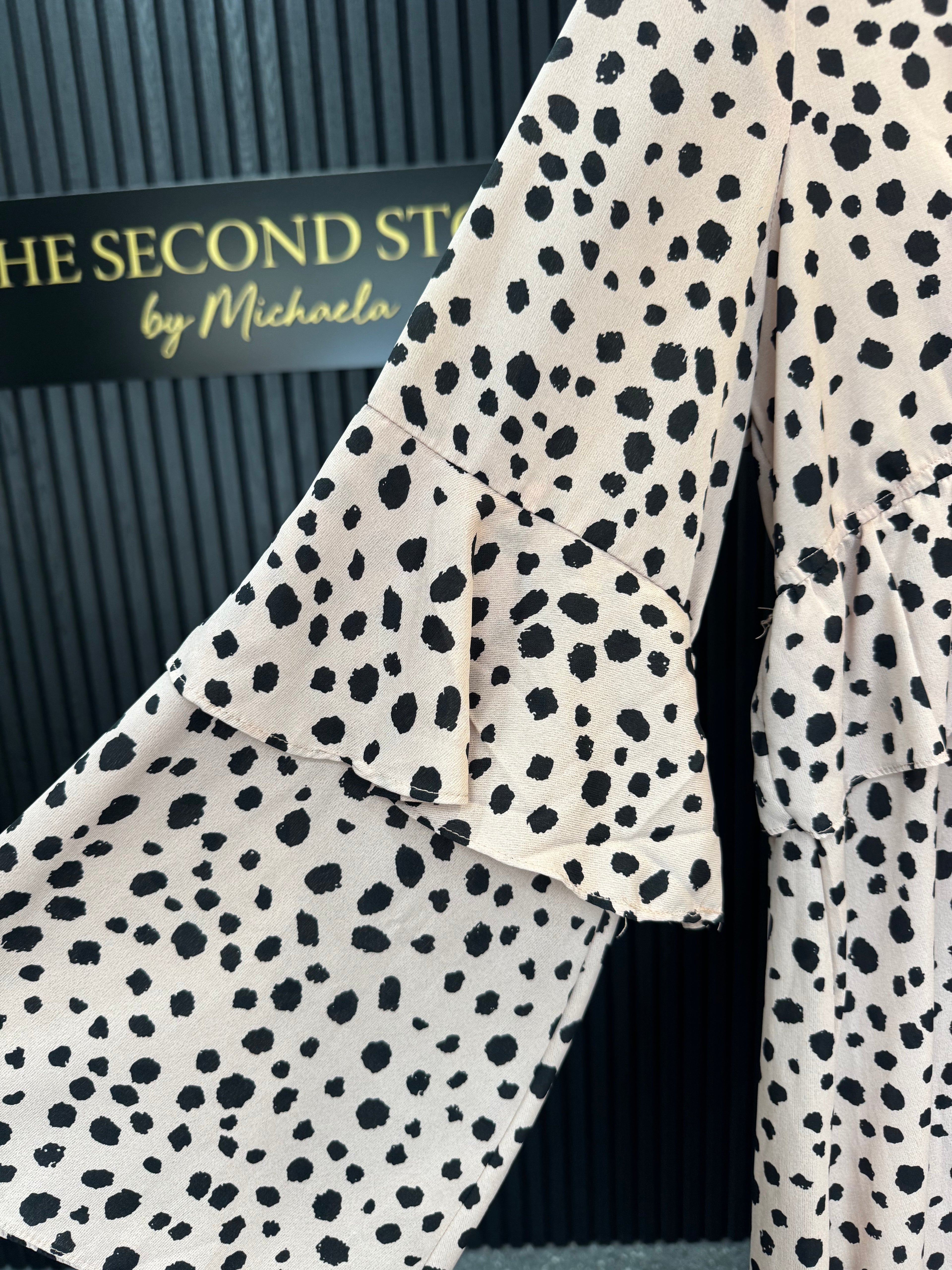 Blush Dalmatian Print Ruffle Mini Dress – Size 16