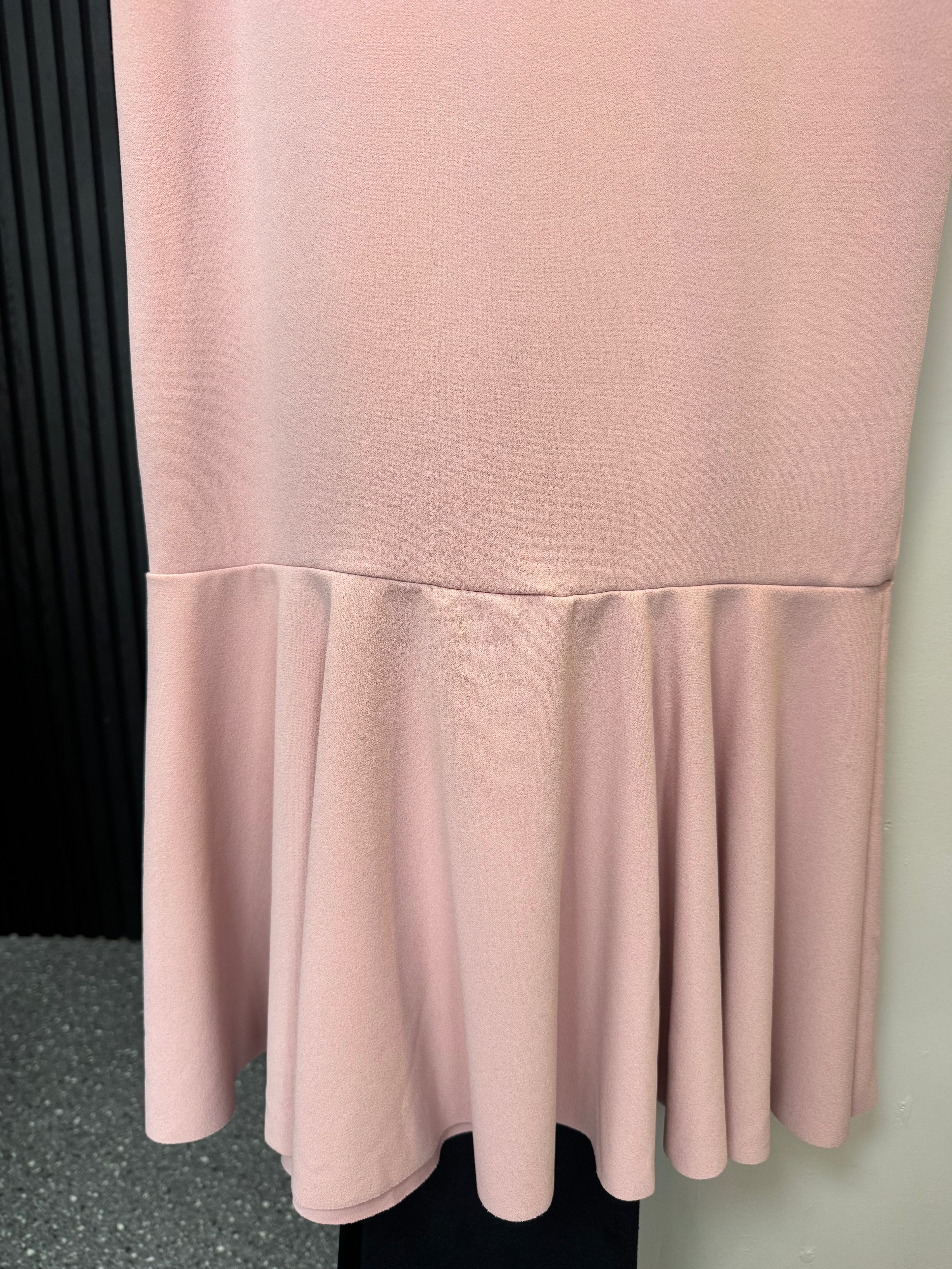 Boohoo Blush Pink Long Sleeve Frill Hem Midi Dress – Size 12