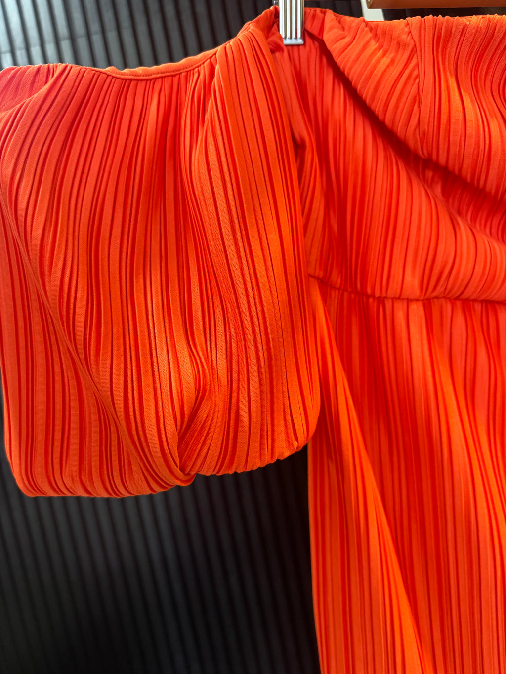 ASOS Orange Pleated Bardot Midi Dress – Size 18 New
