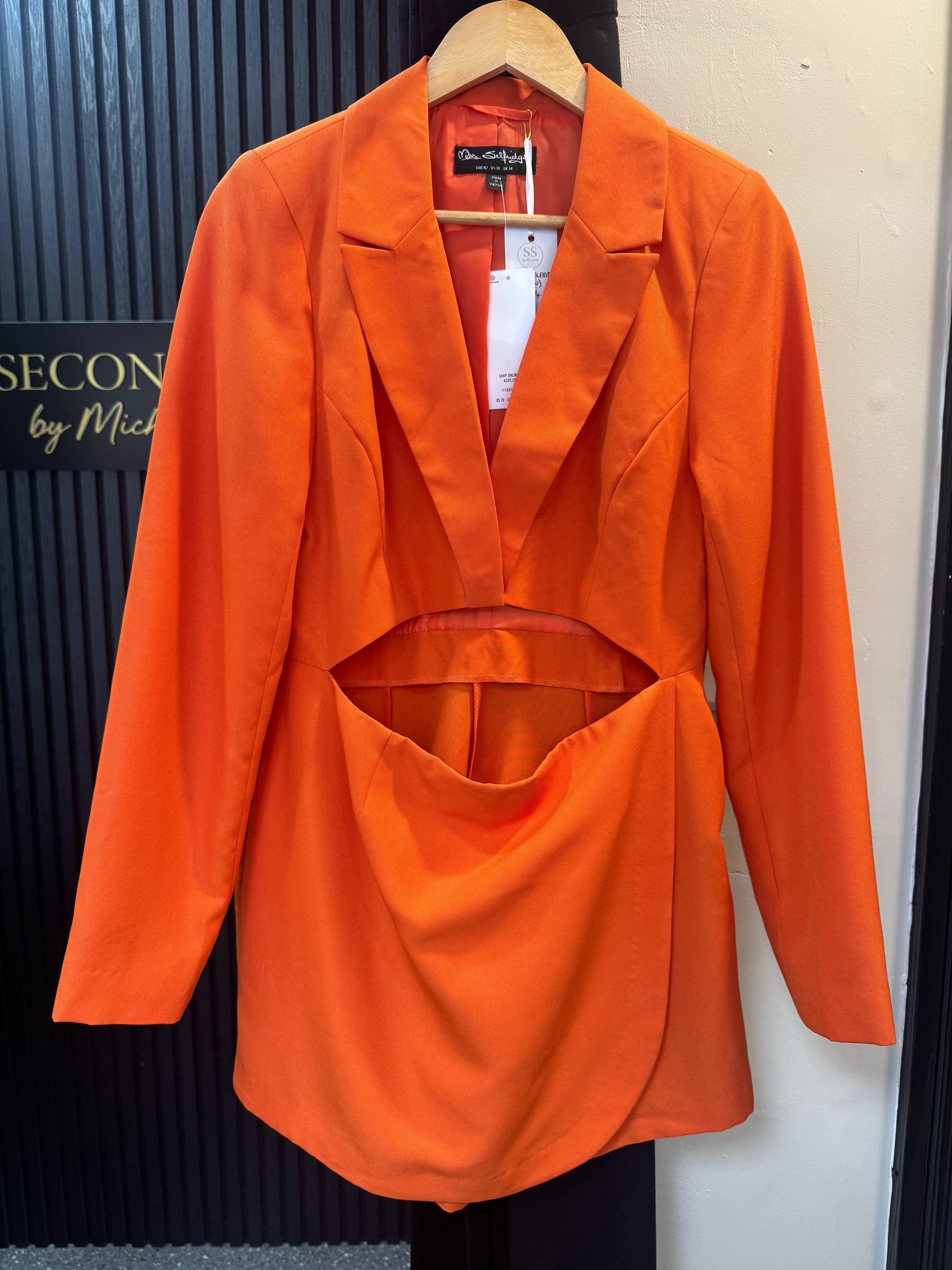 Miss Selfridge Orange Cut-Out Blazer Playsuit – Size 14 New