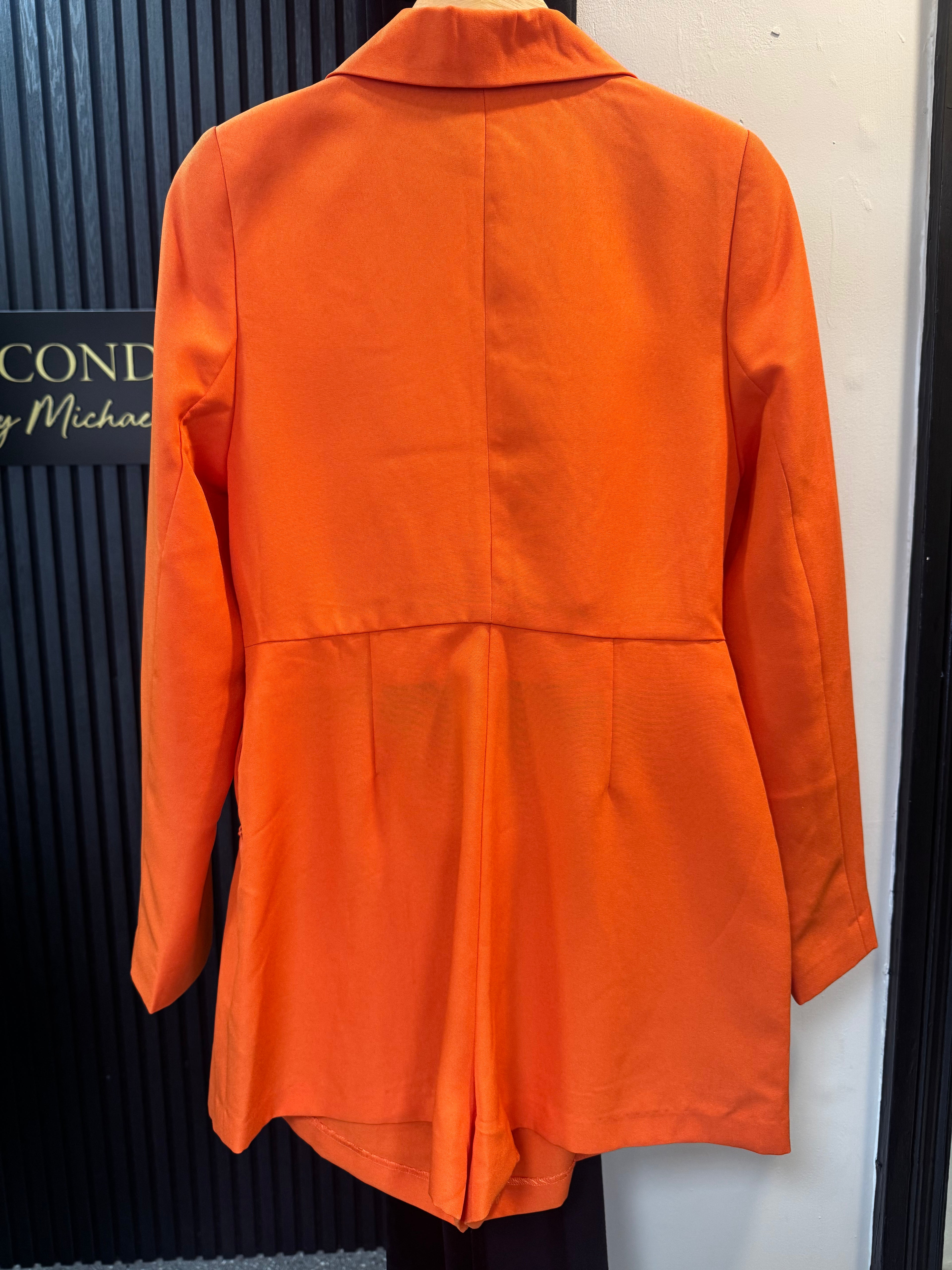 Miss Selfridge Orange Cut-Out Blazer Playsuit – Size 14 New