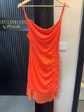 PrettyLittleThing Orange Ruched Cowl Neck Mini Dress – Size 12 New