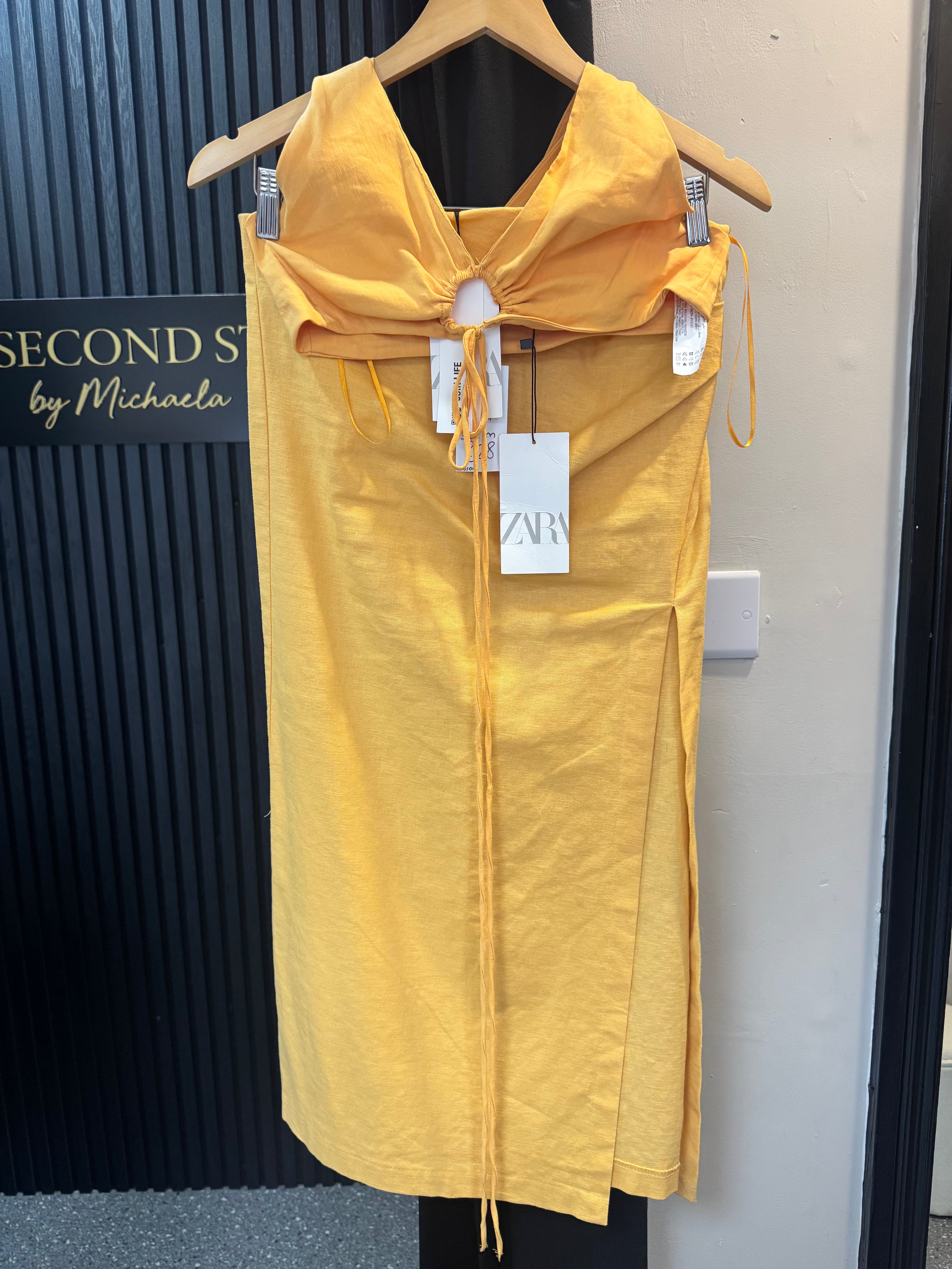 Zara Yellow/orange Linen-Blend Two Piece Skirt Set – Size M New