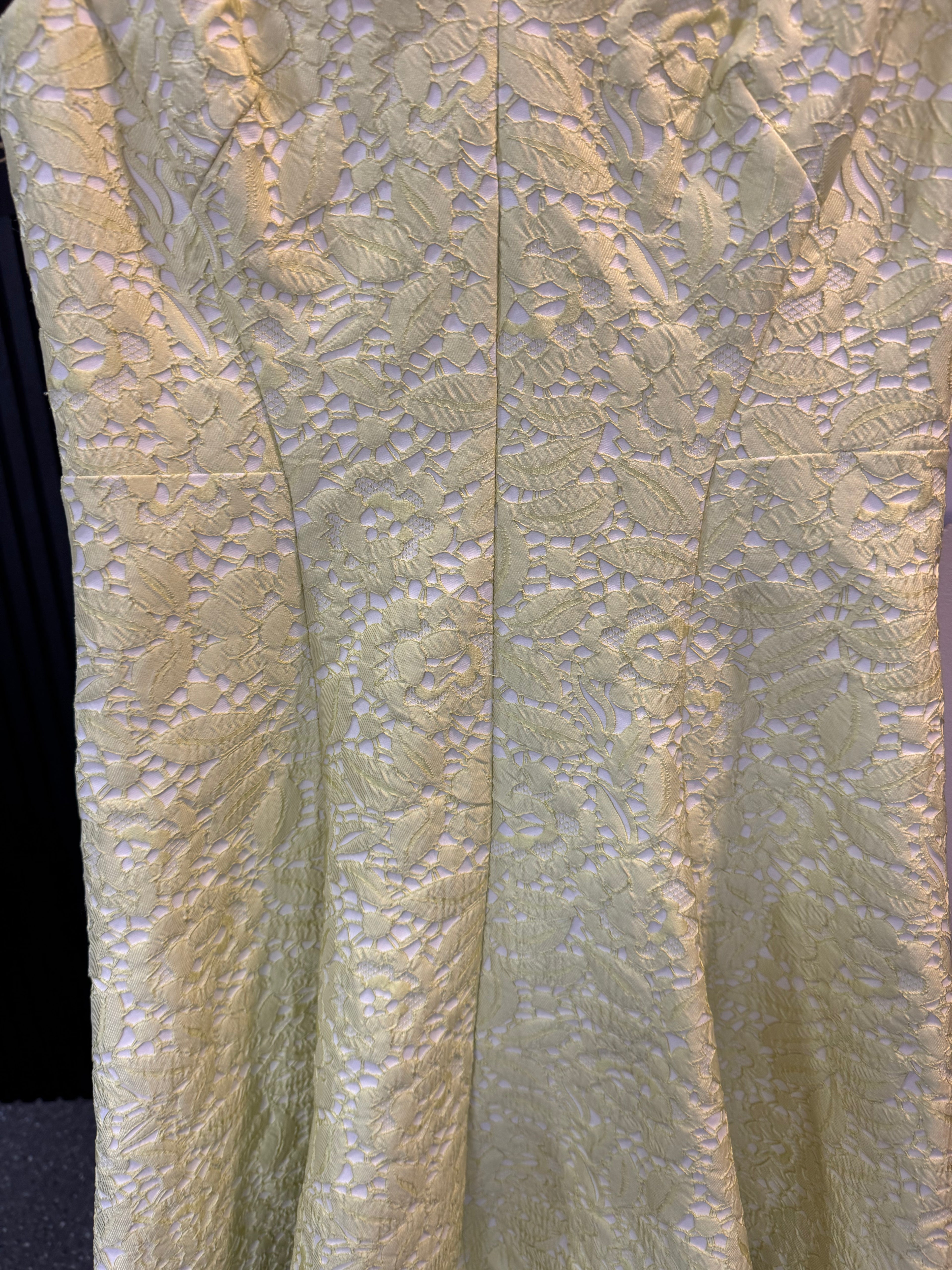 Coast Lemon Yellow Lace Fit & Flare Midi Dress – Size 12