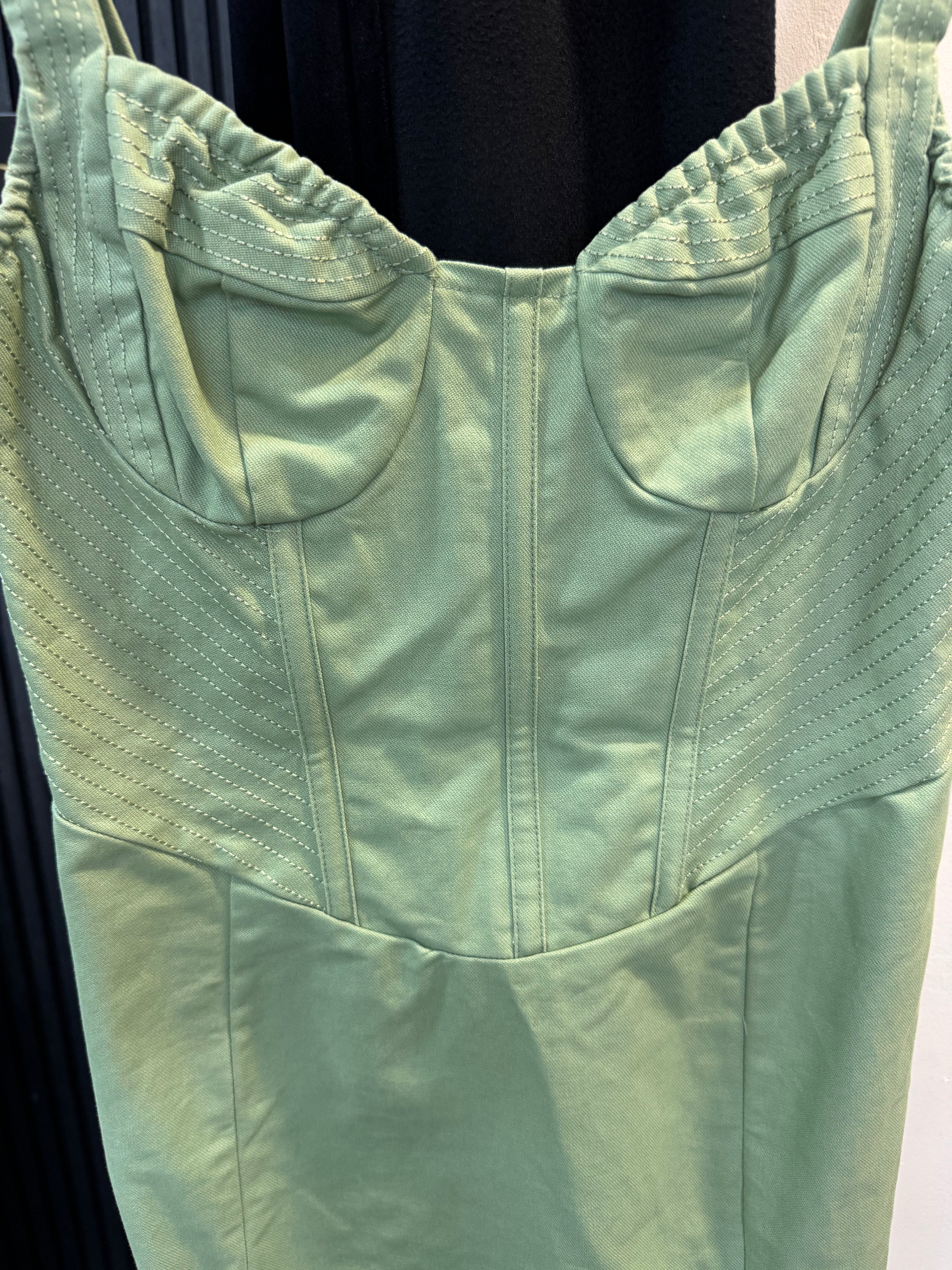PrettyLittleThing Sage Green Corset Mini Dress – Size 8