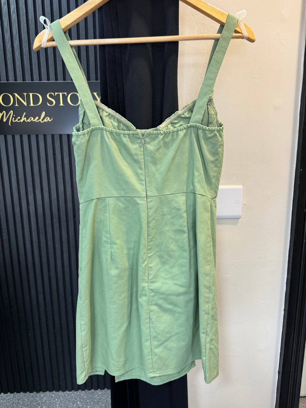 PrettyLittleThing Sage Green Corset Mini Dress – Size 8