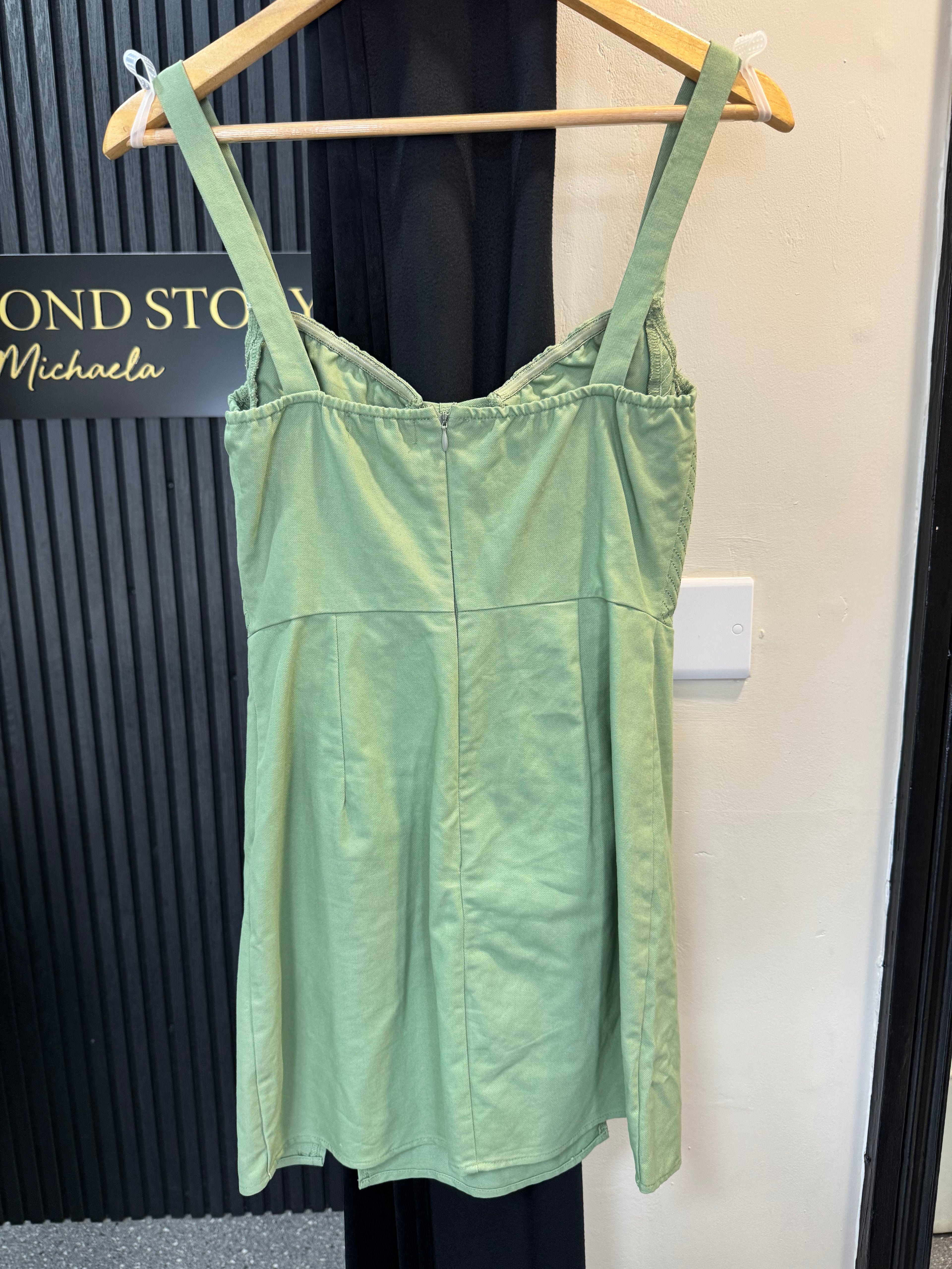 PrettyLittleThing Sage Green Corset Mini Dress – Size 8