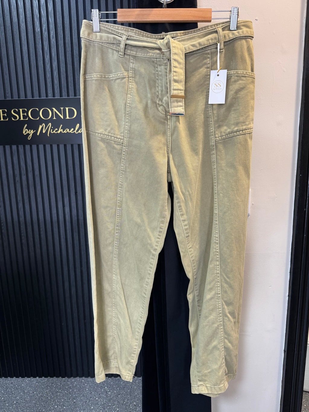 Next Khaki Utility Trousers with Belt – Size 14 Regular