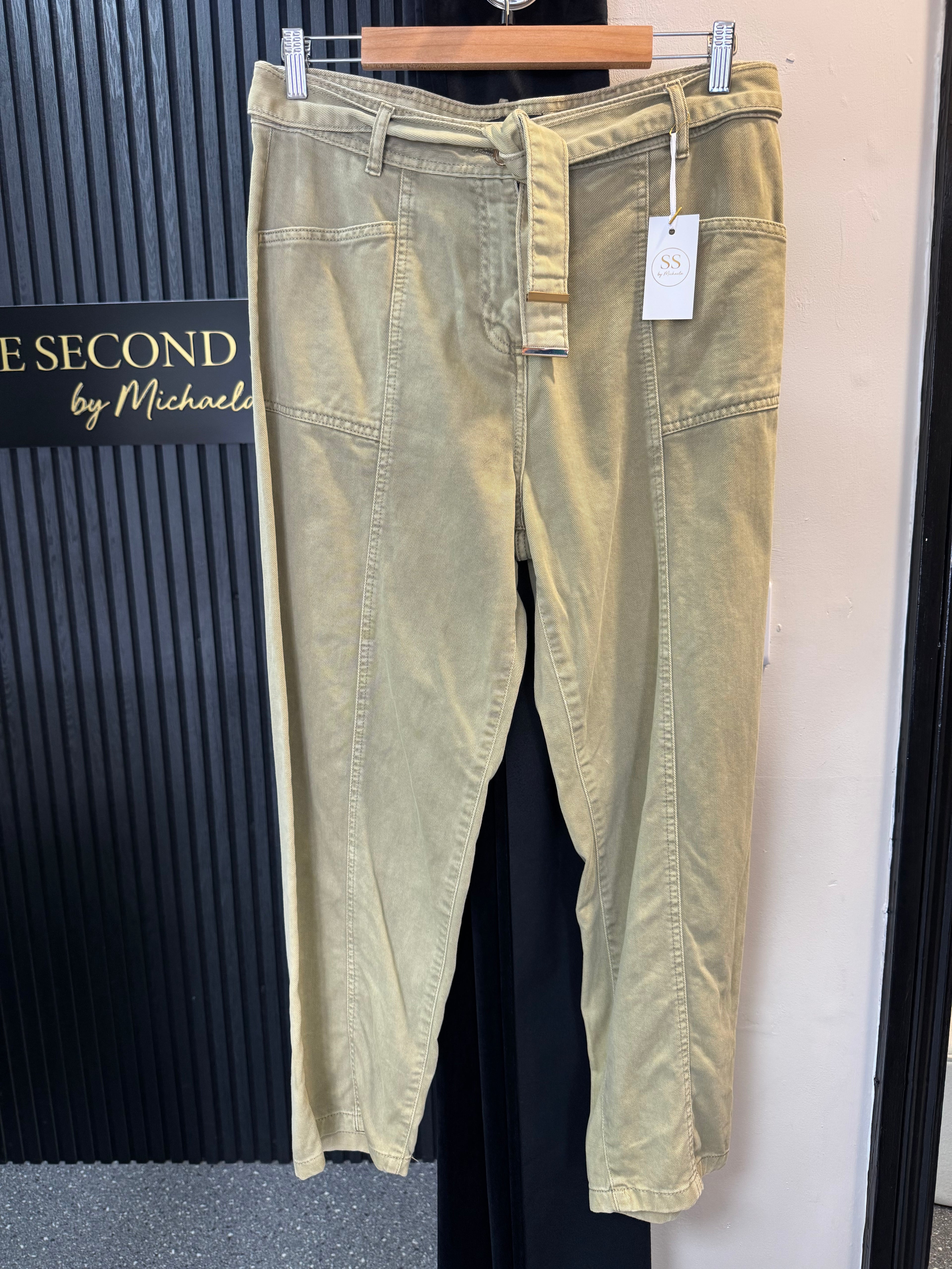 Next Khaki Utility Trousers with Belt – Size 14 Regular