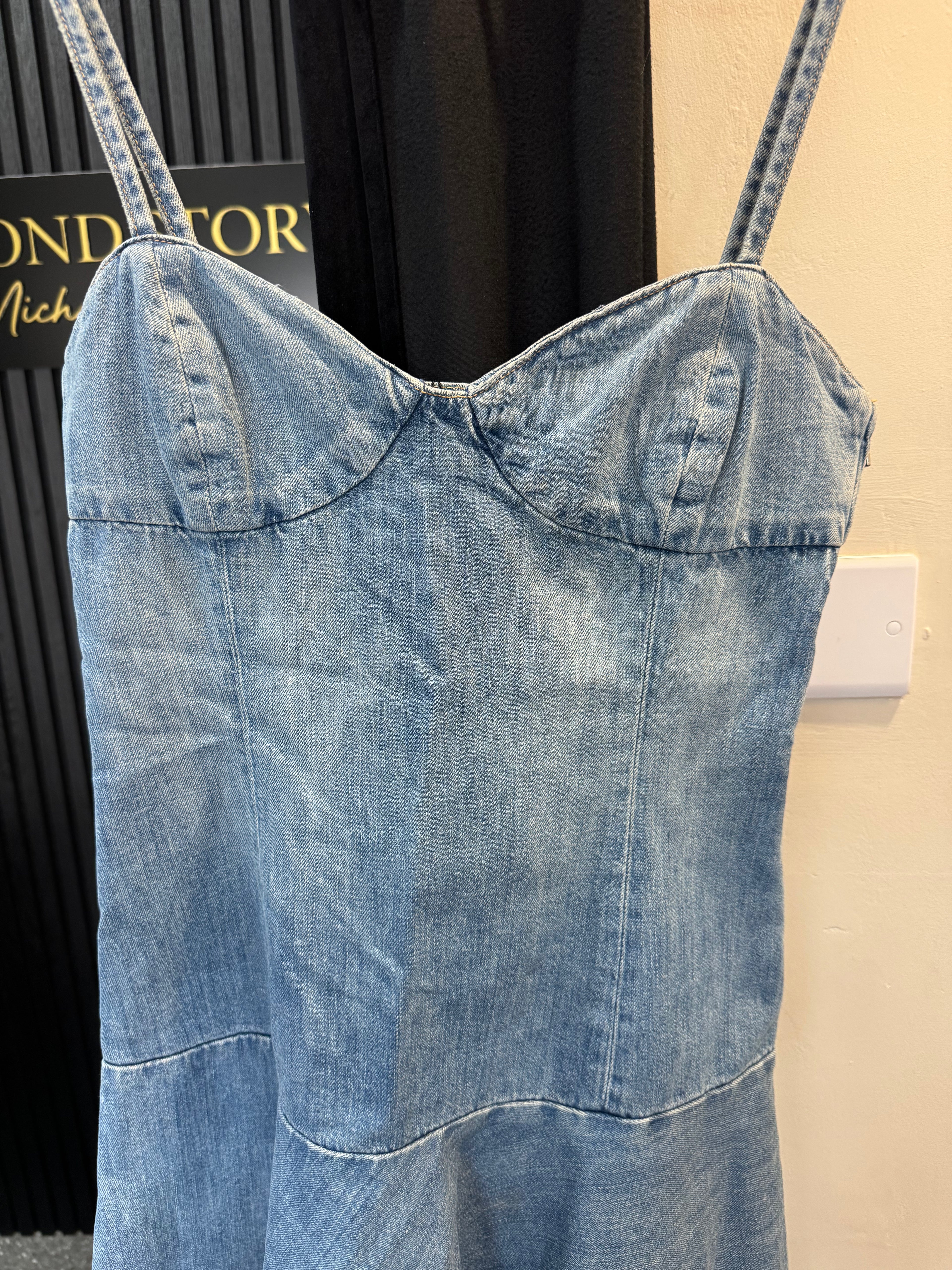 Zara Fitted Denim Mini Dress – Size M – New
