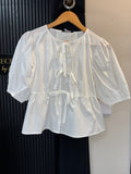 Brave Soul White Triple Tie Front Peplum Top – Size XS New