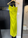 Mango Lime Green Draped Satin Maxi Dress – Size S New