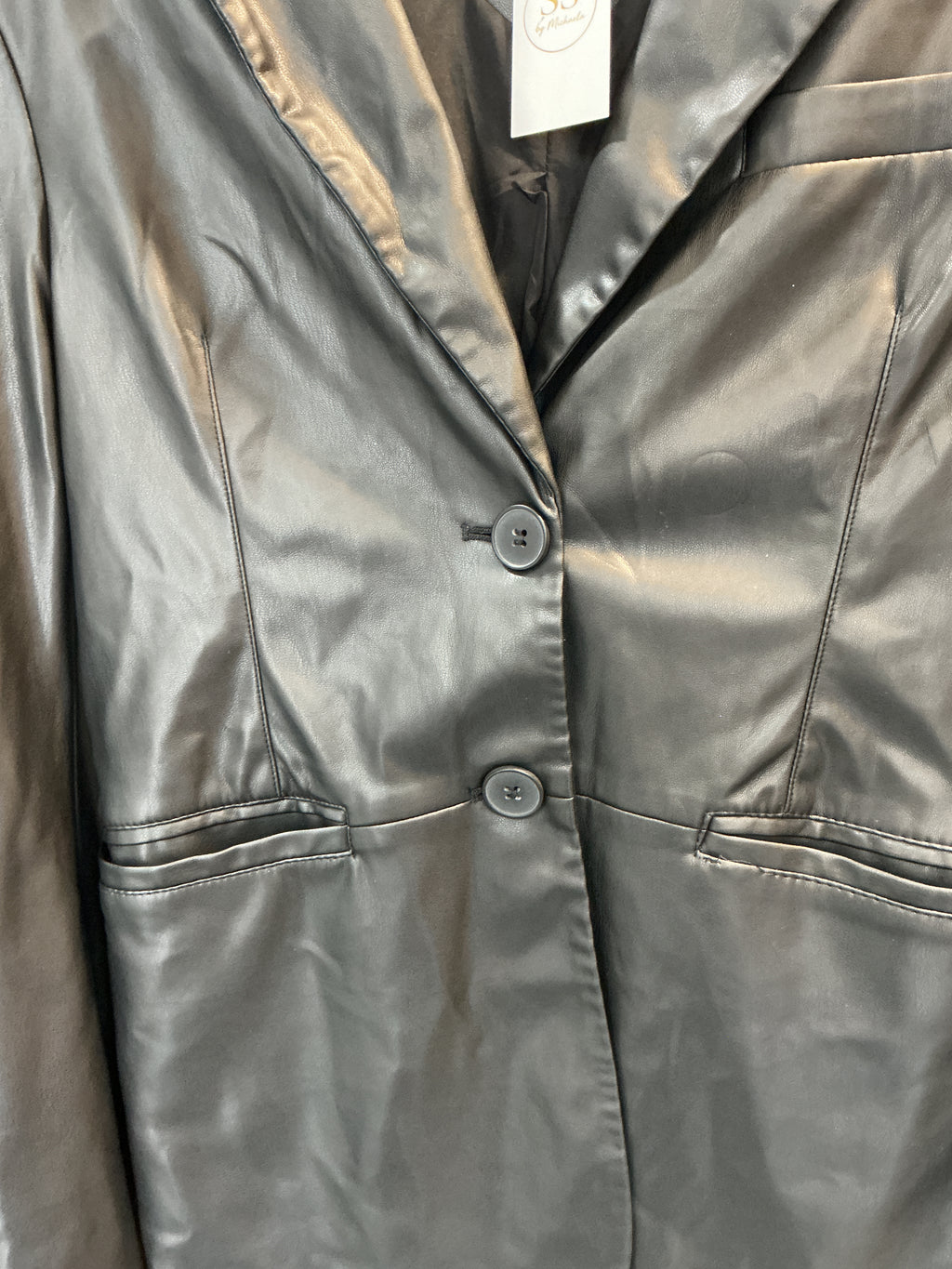 Bershka Black Faux Leather Blazer – Size XS