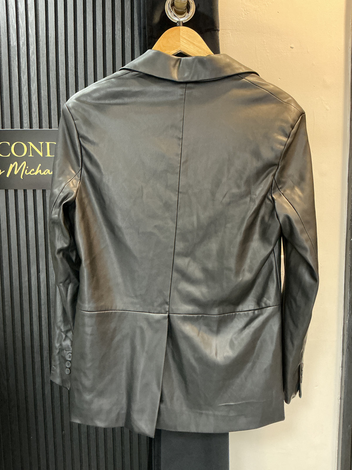 Bershka Black Faux Leather Blazer – Size XS