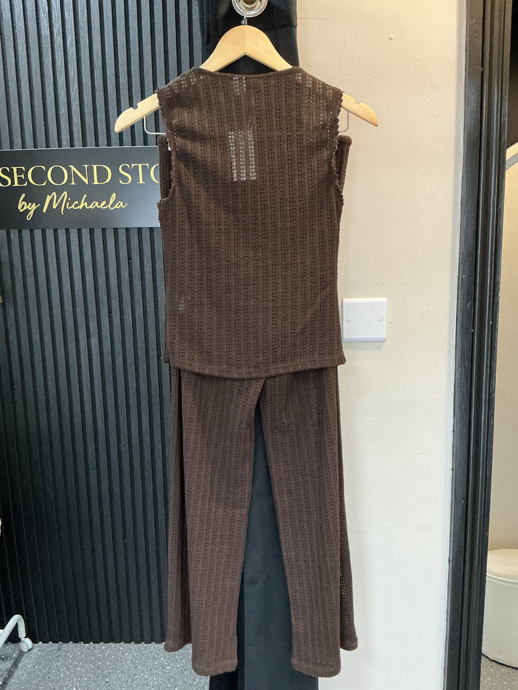 H&M Divided Brown Crochet Knit Tie-Front Co-ord – Size XS