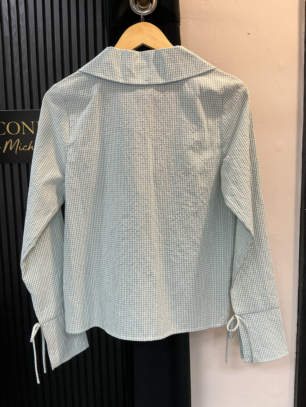 Brave Soul Sage Gingham Tie Front Shirt – Size S New