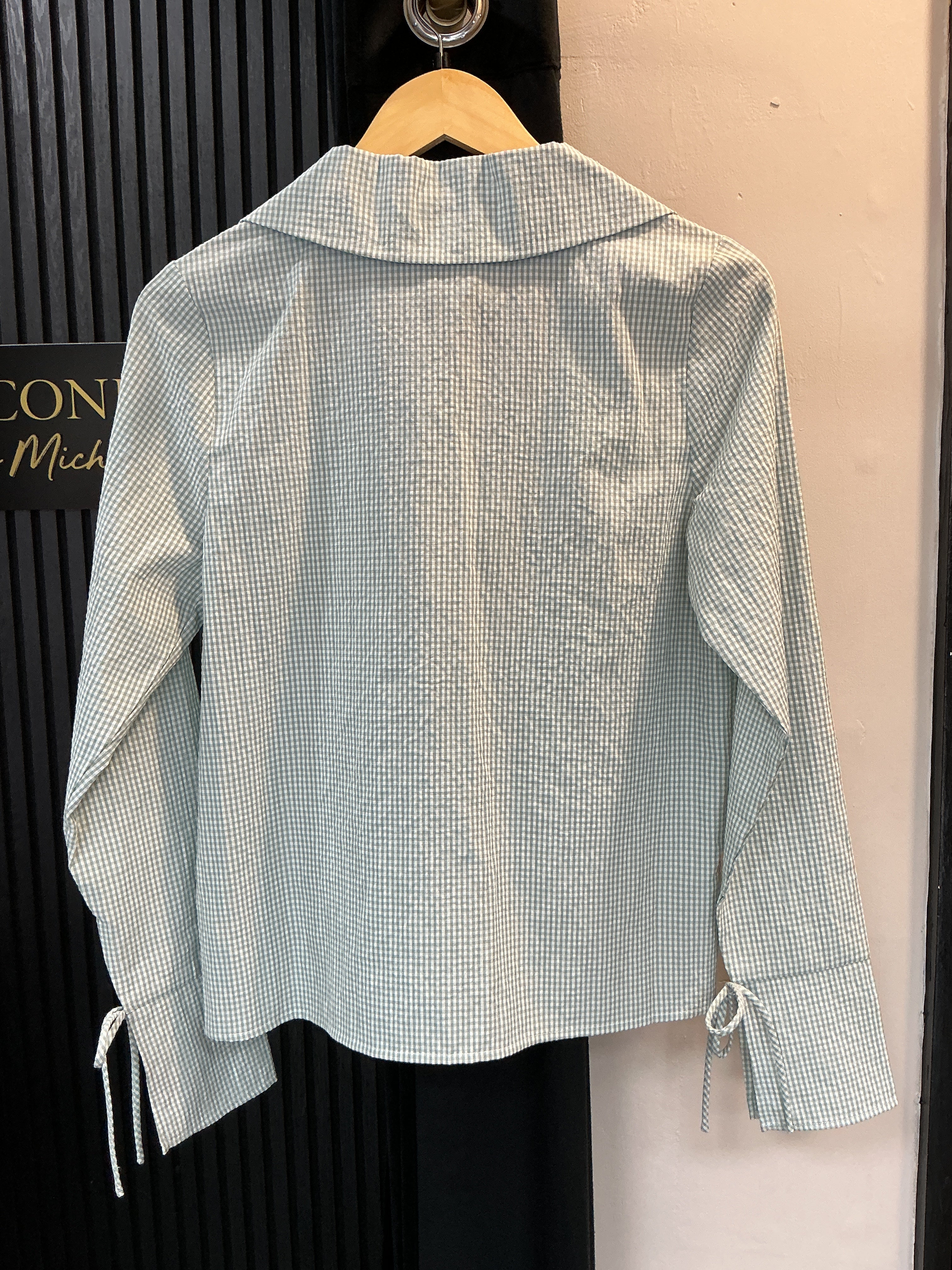 Brave Soul Sage Gingham Tie Front Shirt – Size S New