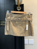 Zara Beige Belted Denim Mini Skirt – Size S
