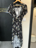 Oasis Black Floral Wrap Maxi Dress – Size 12 New